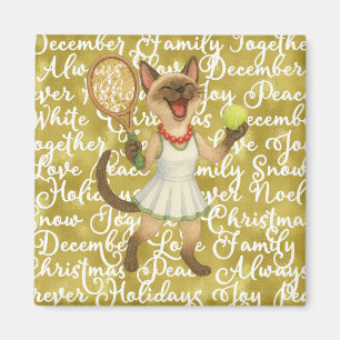 Tennis-Weihnachten-Thema für Katzenliebhaber Magnet