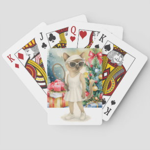 Tennis Weihnachten Thema für Siamese-Katzenliebhab Spielkarten