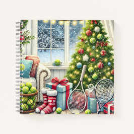 Tennis Weihnachten Thema mit Ball und Racket Notizbuch