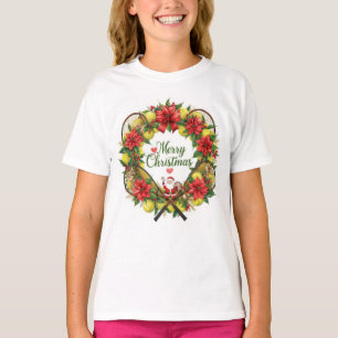 Tennis Weihnachten Thema mit Weihnachtsmann T-Shirt