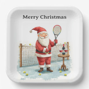 Tennis Weihnachten Thema SANTA Tennis spielen Pappteller