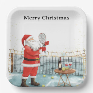 Tennis Weihnachten Thema SANTA Tennis spielen Pappteller