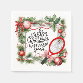 Tennis Weihnachten und Neujahr Player Aquarell Serviette