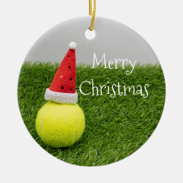Tennis, Weihnachten und Tennisball und Weihnachtsm Keramik Ornament (Vorne)