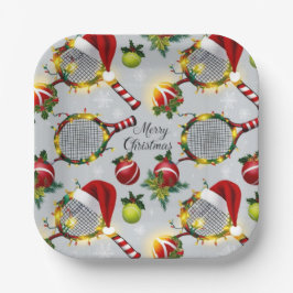 Tennis Weihnachts-Feierliche Spiele und Ball Pappteller