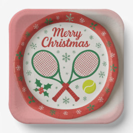 Tennis Weihnachts-Feierliche Spiele und Ball Pappteller