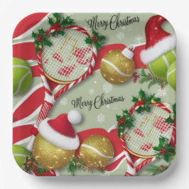 Tennis Weihnachts-Feierliche Spiele und Ball Pappteller