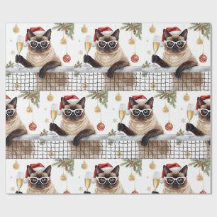 Tennis Weihnachts-Party Gedicht für Katzen Liebhab Geschenkpapier