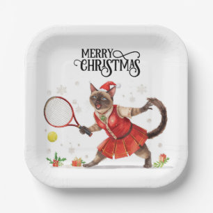 Tennis Weihnachts-Party mit Cat Players Pappteller
