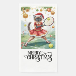 Tennis Weihnachts-Party mit Cat Players Serviette