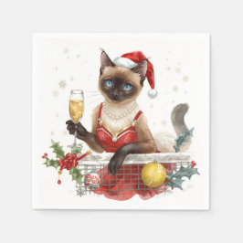 Tennis Weihnachts-Party mit Cat Players Serviette