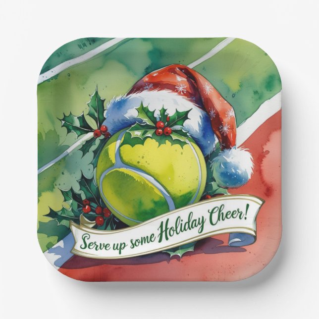 Tennis Weihnachtsball Pappteller (Vorderseite)