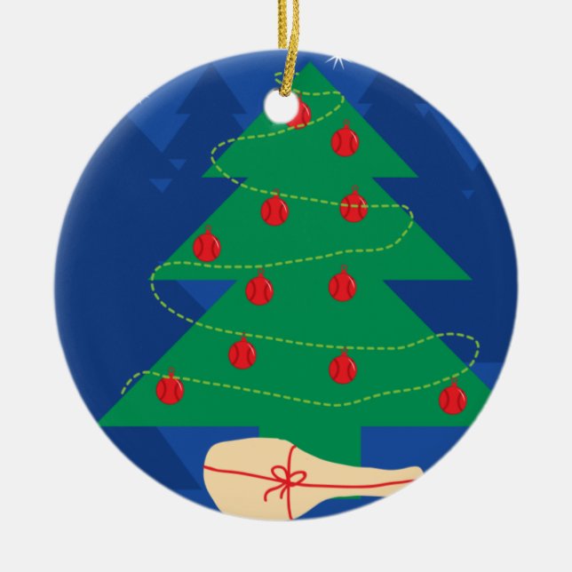 Tennis-Weihnachtsbaum-Dekorationsballverzierung Keramik Ornament (Vorne)