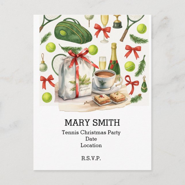 TENNIS Weihnachtsfest mit Ball und Schläger Postkarte (Vorderseite)