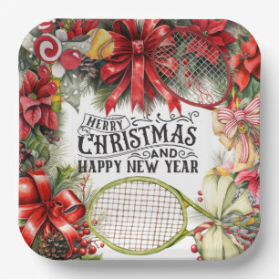 Tennis Weihnachtsfest Pappteller