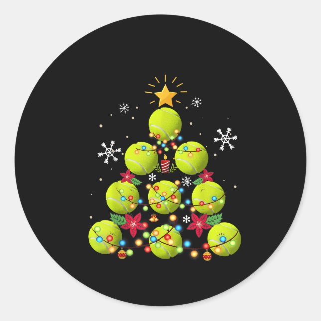Tennis-Weihnachtsgeschenke Runder Aufkleber (Vorderseite)