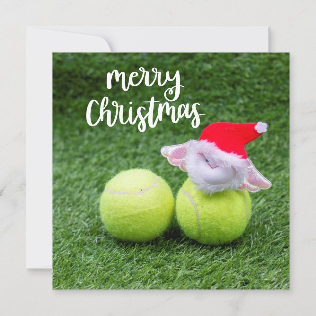 Tennis Weihnachtskarte mit Ball und Weihnachten (Vorderseite)