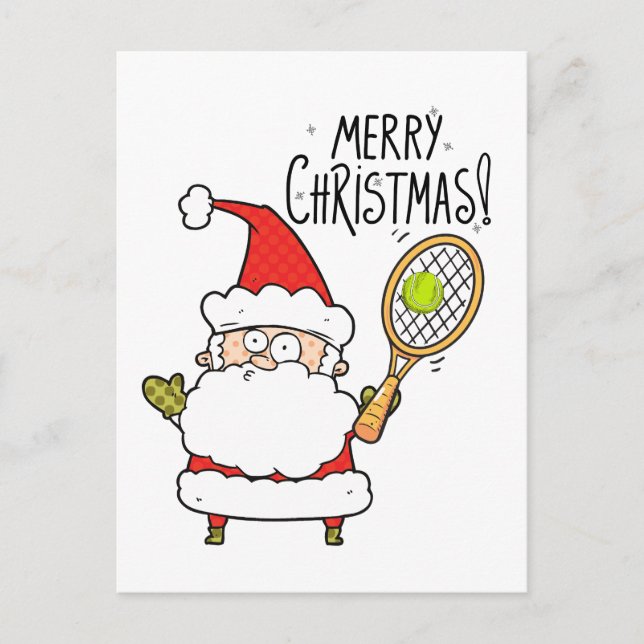 Tennis Weihnachtskarte mit Ball und Weihnachten Postkarte (Vorderseite)