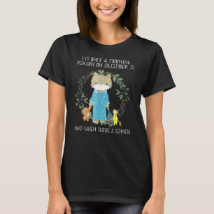Tennis Weihnachtskatze nur Morgenmensch Dezember  T-Shirt