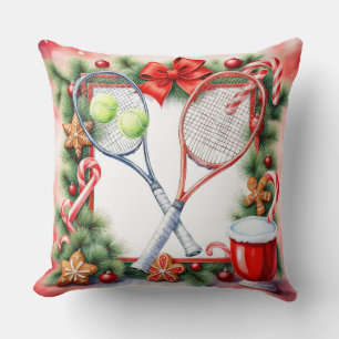 Tennis-Weihnachtsmotiv für Spieler Kissen