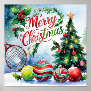 Tennis Weihnachtsmotiv für Spieler Poster
