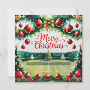 Tennis-Weihnachtsthema auf dem Court Feiertagskarte