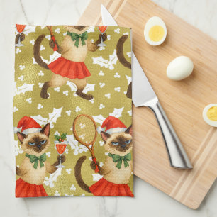Tennis-Weihnachtsthema für Katzenliebhaber Apron  Geschirrtuch