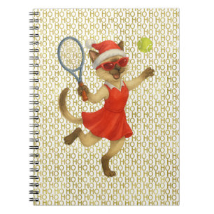 Tennis-Weihnachtsthema für Katzenliebhaber  Notizblock