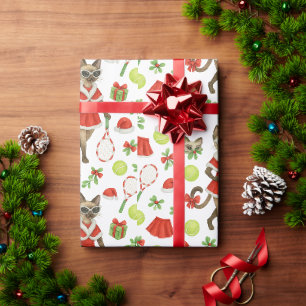 Tennis-Weihnachtsthema für Siamkatzenliebhaber Geschenkpapier