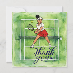 Tennis Woman Player spielt Tennis Dankeskarte