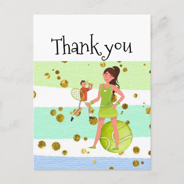 Tennis Woman Spieler hält Schläger und Ball Postkarte (Vorderseite)