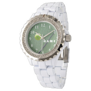 Tennis Women's Kristall White Enamel Watch Armbanduhr