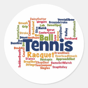 Tennis Word Cloud Runder Aufkleber