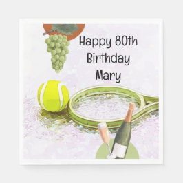 Tennis zum 80. Geburtstag für Tennis Fan Serviette