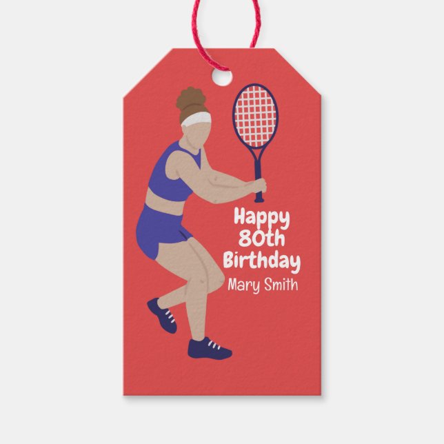 Tennis zum 80. Geburtstag für Woman Player Geschenkanhänger (Vorderseite)