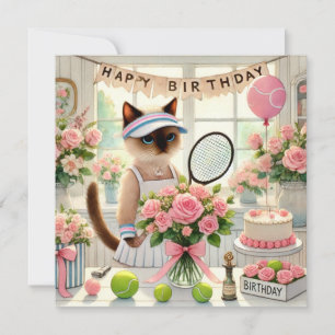 Tennis zum Geburtstag Thema für Katzen Liebhaber Feiertagskarte