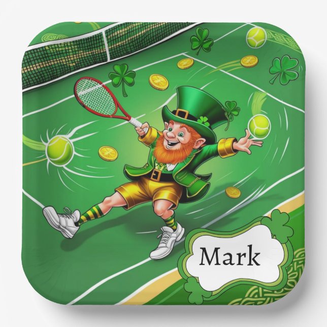 Tennis zum St. Patrick's Day Pappteller (Vorderseite)
