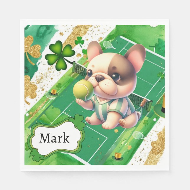 Tennis zum St. Patrick's Day Serviette (Vorderseite)