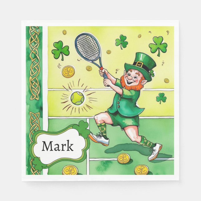 Tennis zum St. Patrick's Day Serviette (Vorderseite)
