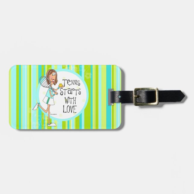 Tennisanfänge mit Liebetaschenumbau Gepäckanhänger (Vorderseite horizontal)