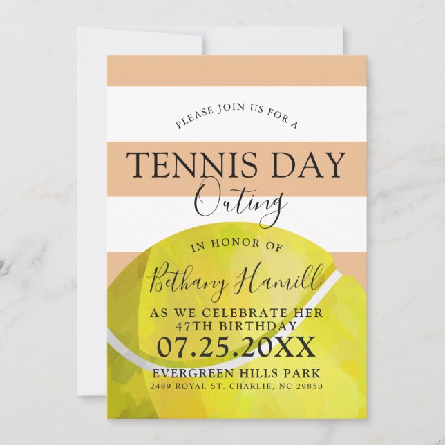 Tennisausflug | Tennis Themed Tan Invite Einladung (Vorderseite)
