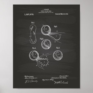Tennisball 1914 Patent Kunst Kreidetafel Poster