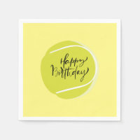 Tennisball auf gelbem Glück zum Geburtstag