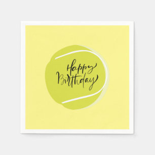 Tennisball auf gelbem Glück zum Geburtstag Serviette
