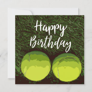 Tennisball auf grünem Gras Geburtstag Karte