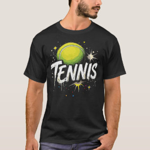 Tennisball-Bekleidung Bunte Tennis-Schläger Sport T-Shirt