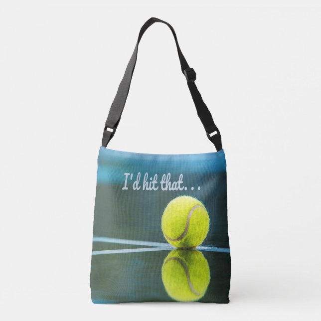 Tennisball, den ich dieses lustige Geschenk schlag Tragetaschen Mit Langen Trägern (Rückseite)