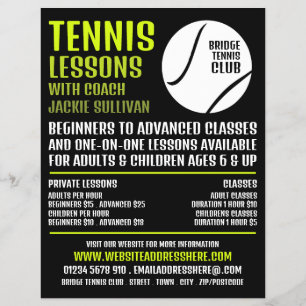 Tennisball-Design, Tennisunterricht/Klassenwerbung Flyer