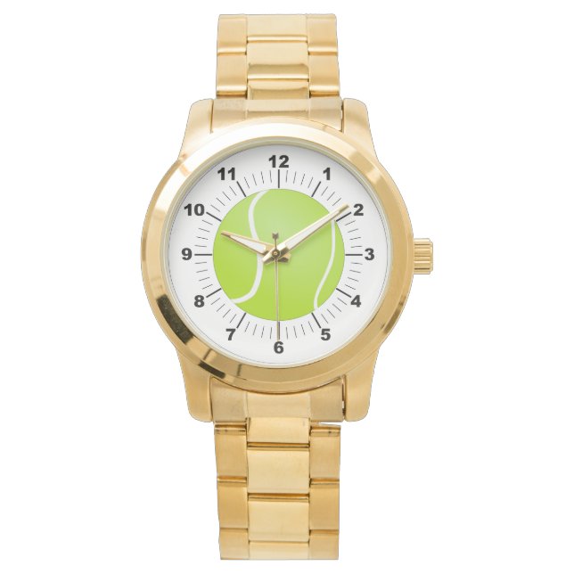 Tennisball für Frauen Oversized Gold Watch Armbanduhr (Vorderseite)