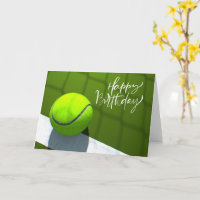 Tennisball Glücklich Geburtstag auf dem Platz